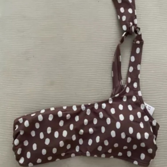 NWT Abercrombie & Fitch brown polka dot swimsuit bikini top size medium 6 8 - Picture 2 of 3